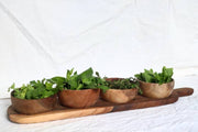 Wooden Walnut Board Serving with 4 Wooden Bowls