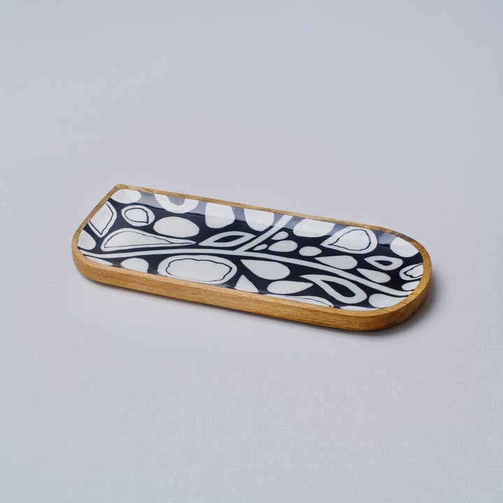 Monochrome Large Serving Platter with Enamel