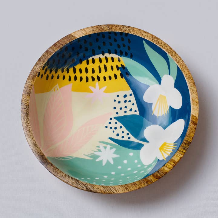 Jasmine Handpainted Wood Bowl
